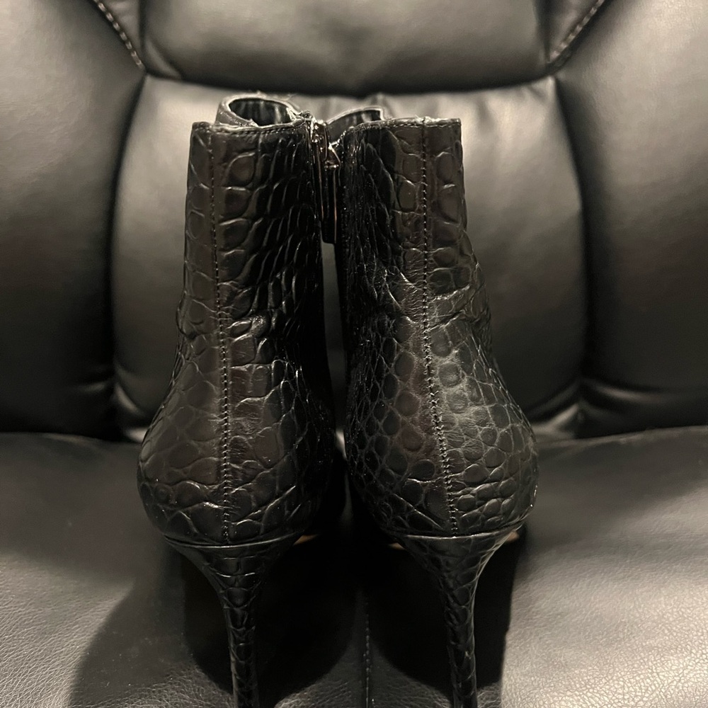 Vince Camuto Black Embossed Ankle Booties - Picture 3 of 7